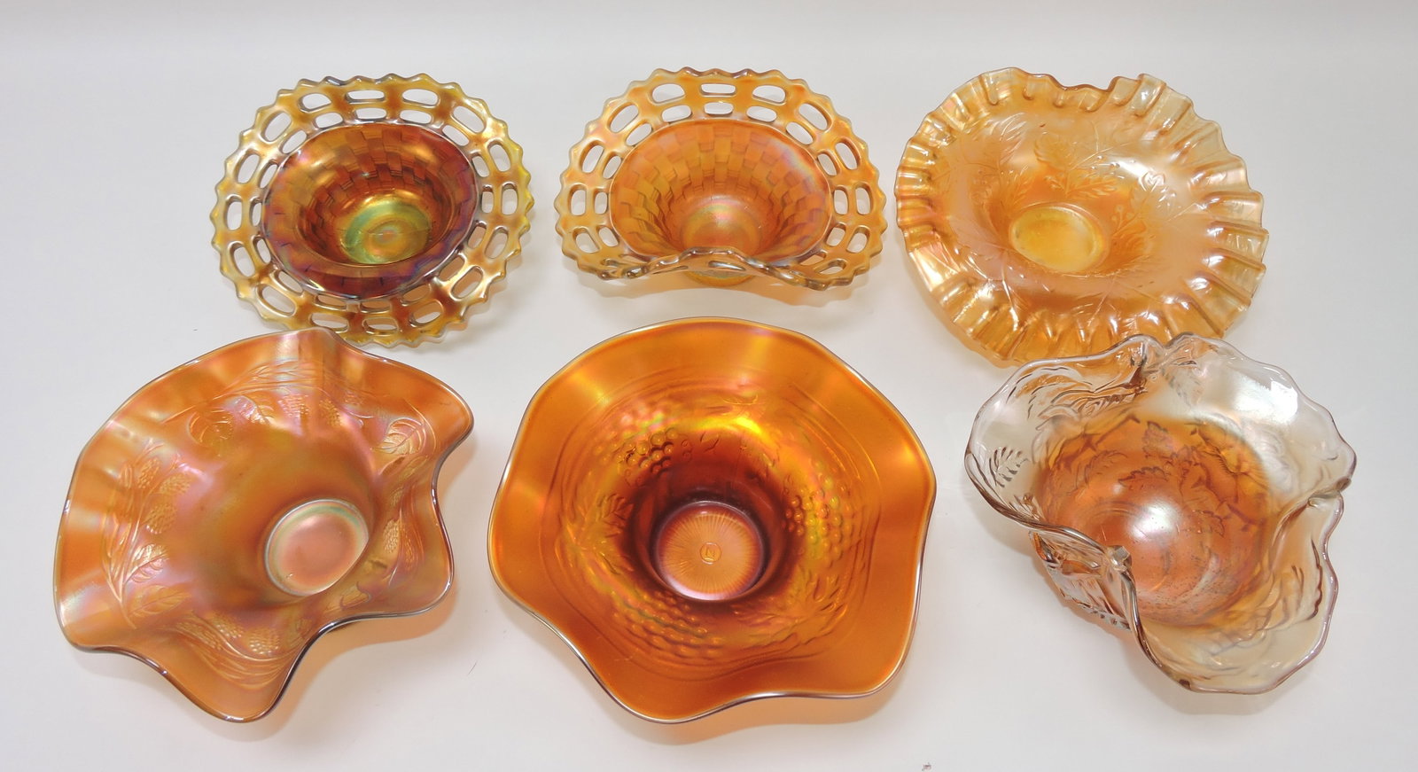 Marigold carnival glass lot of 6 nappies, (1 of 1)