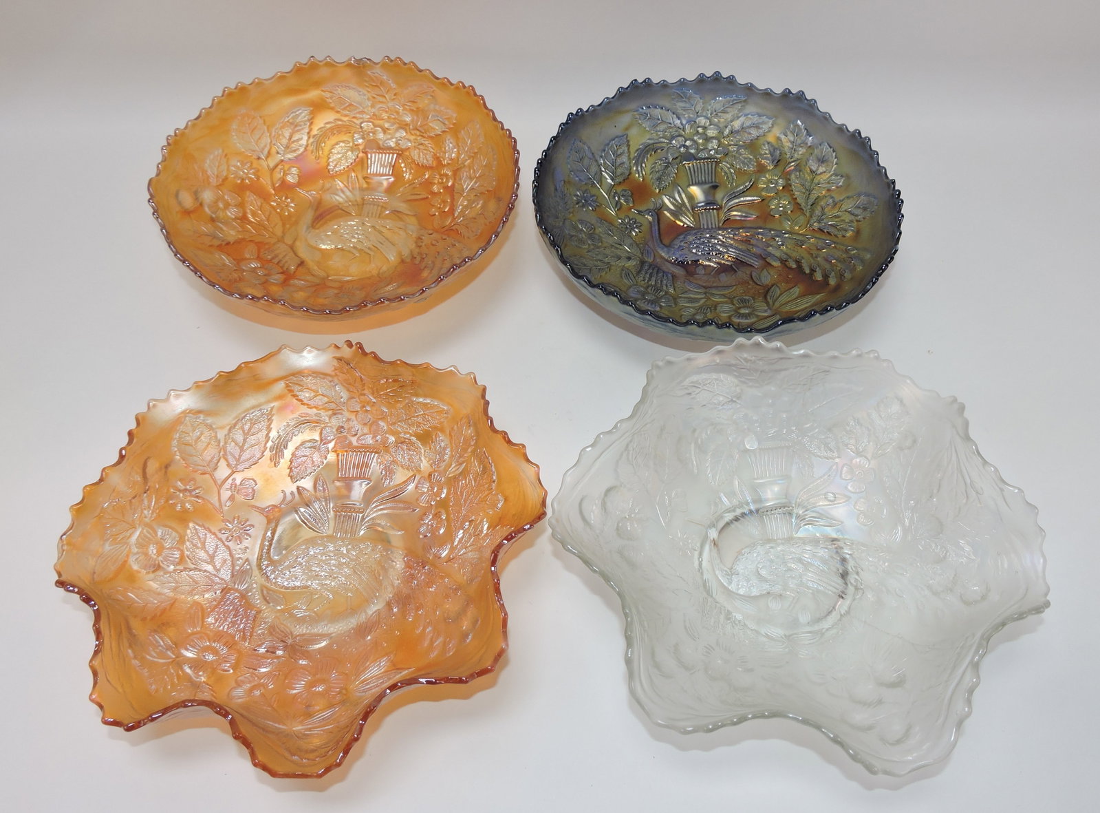 Fenton Peacock and Urn lot of 4 - 9" bowls (1 of 1)