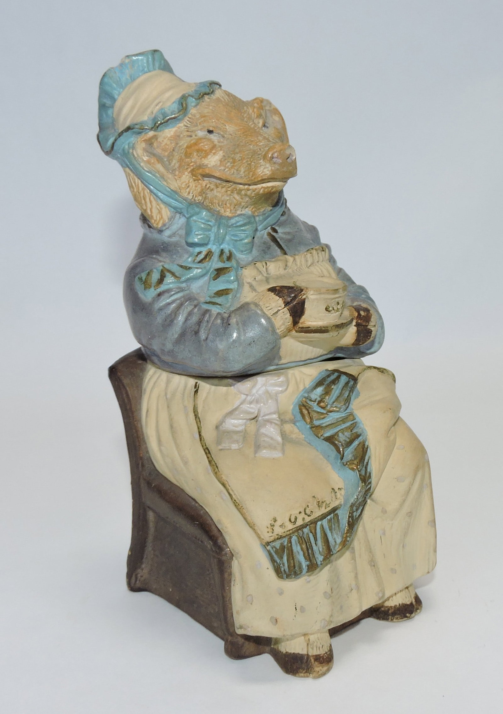 J. Maresch terra cotta lady pig with cup (1 of 1)