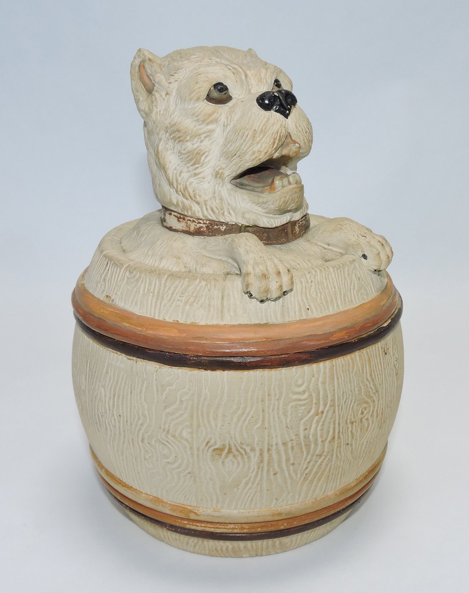 J. Maresch terra cotta dog in a barrel (1 of 1)