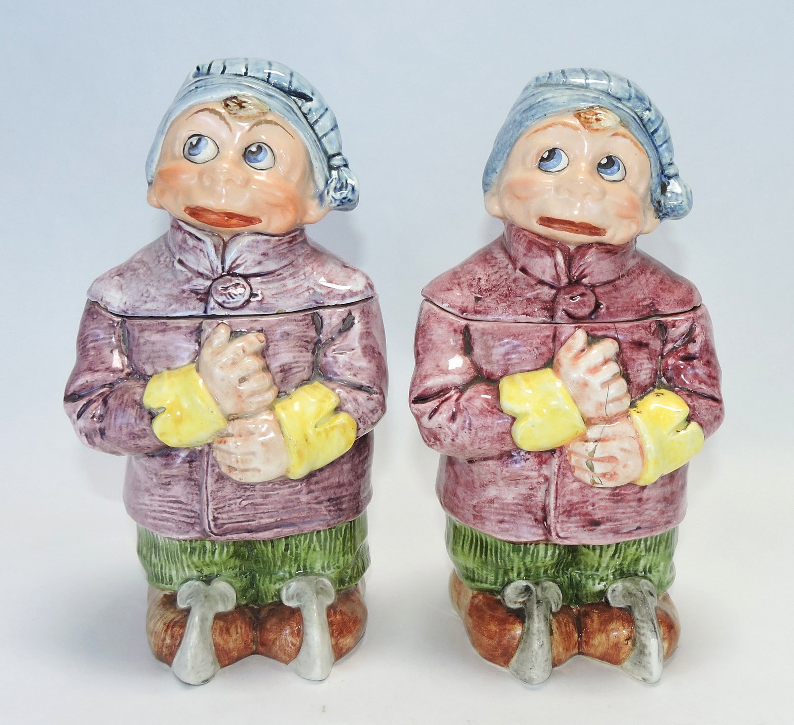 Majolica pair of large Palmer Cox Brownie (1 of 1)