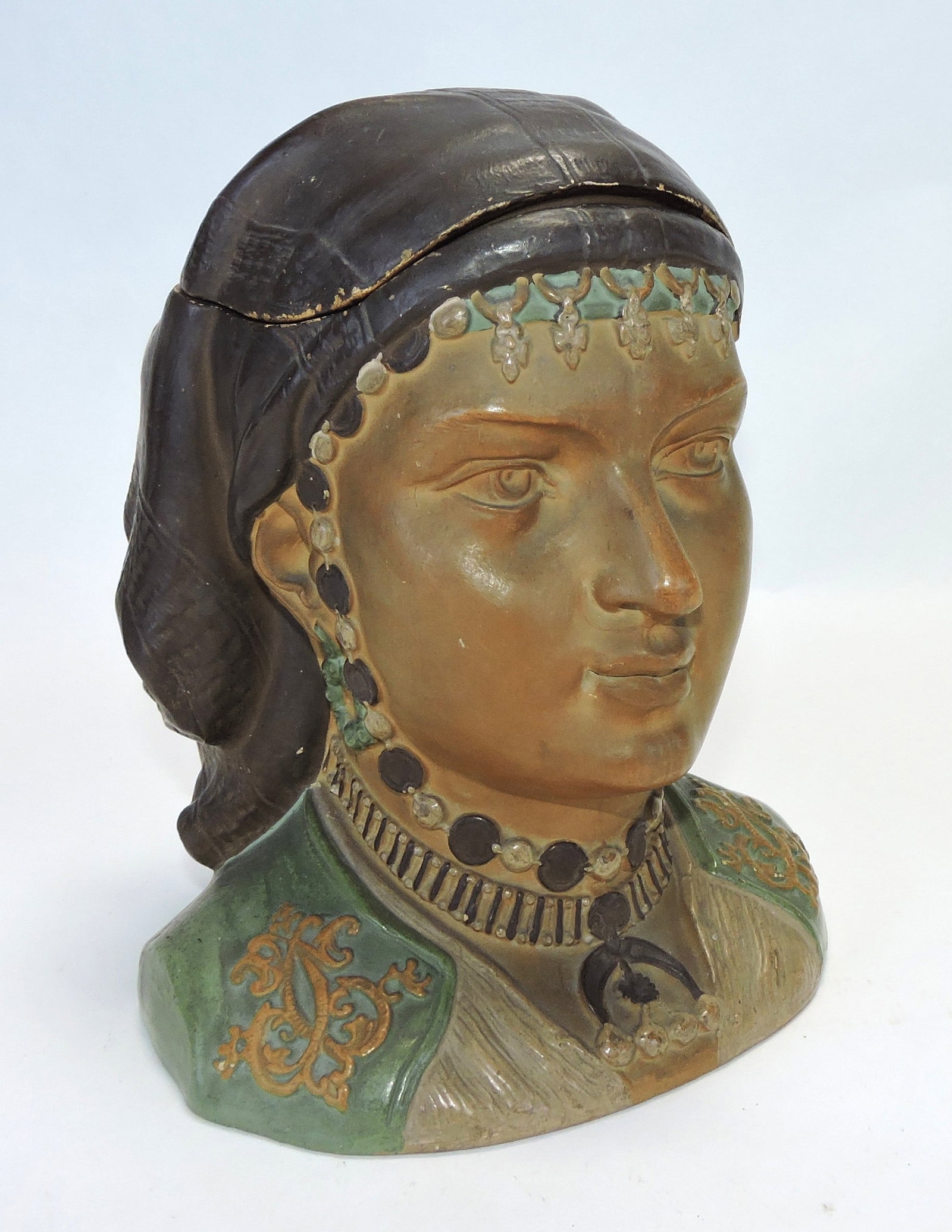 Terra cotta figural tobacco jar (1 of 1)