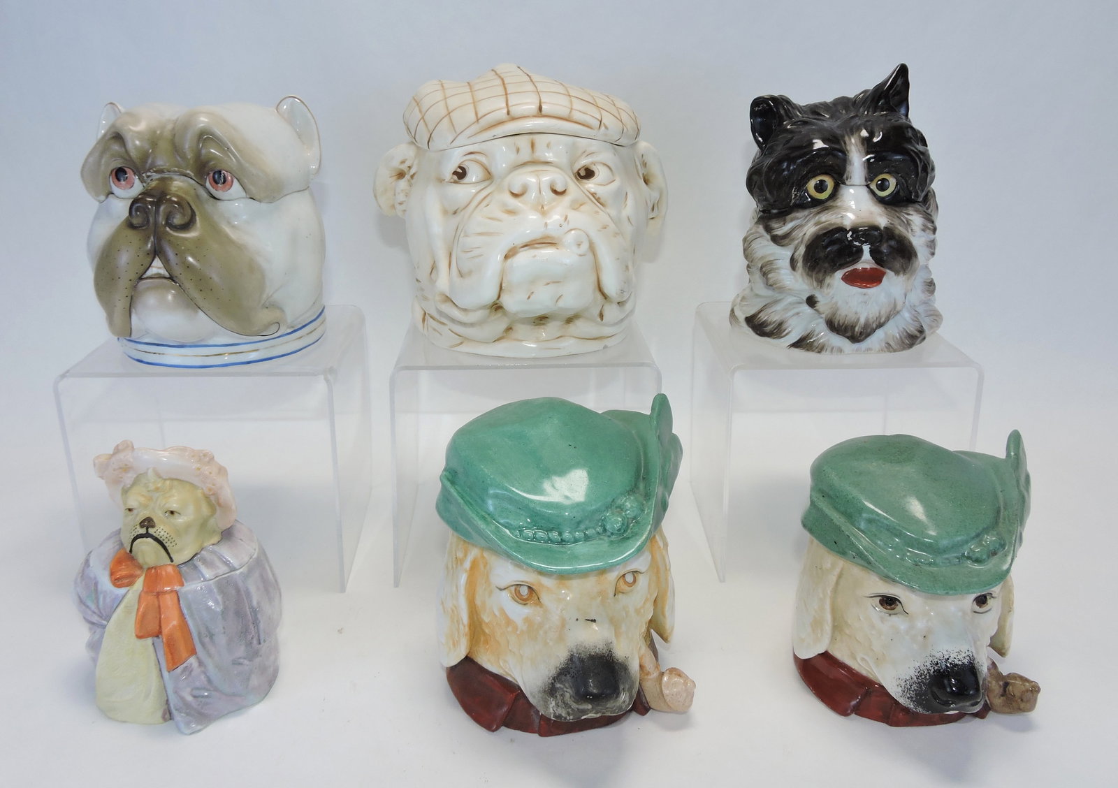 Porcelain lot of 6 dog figural tobacco (1 of 1)