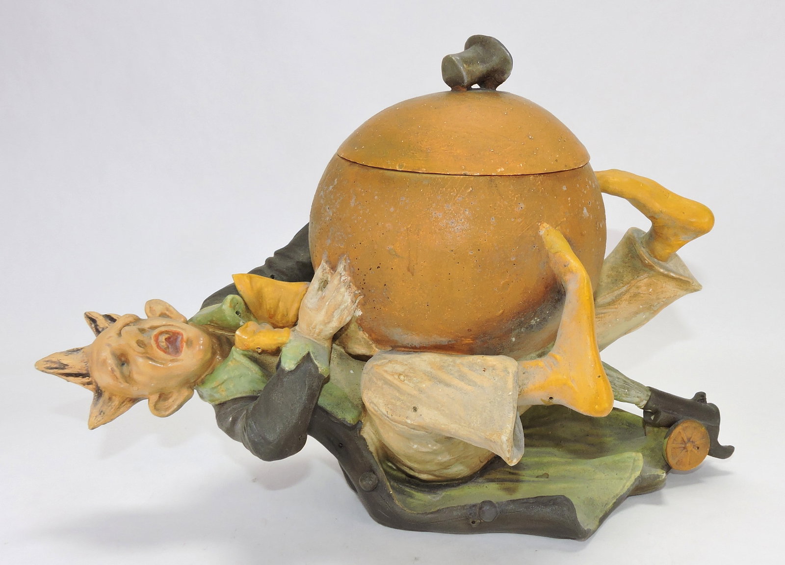 Austrian terra cotta figural tobacco jar (1 of 1)