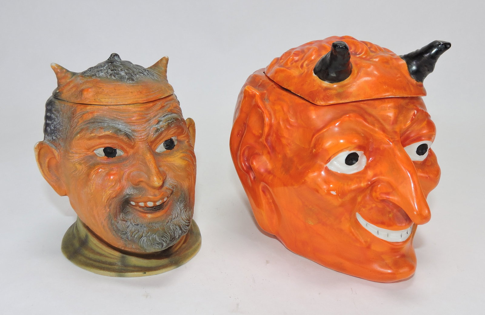 Porcelain lot of 2 devil's head figural (1 of 1)