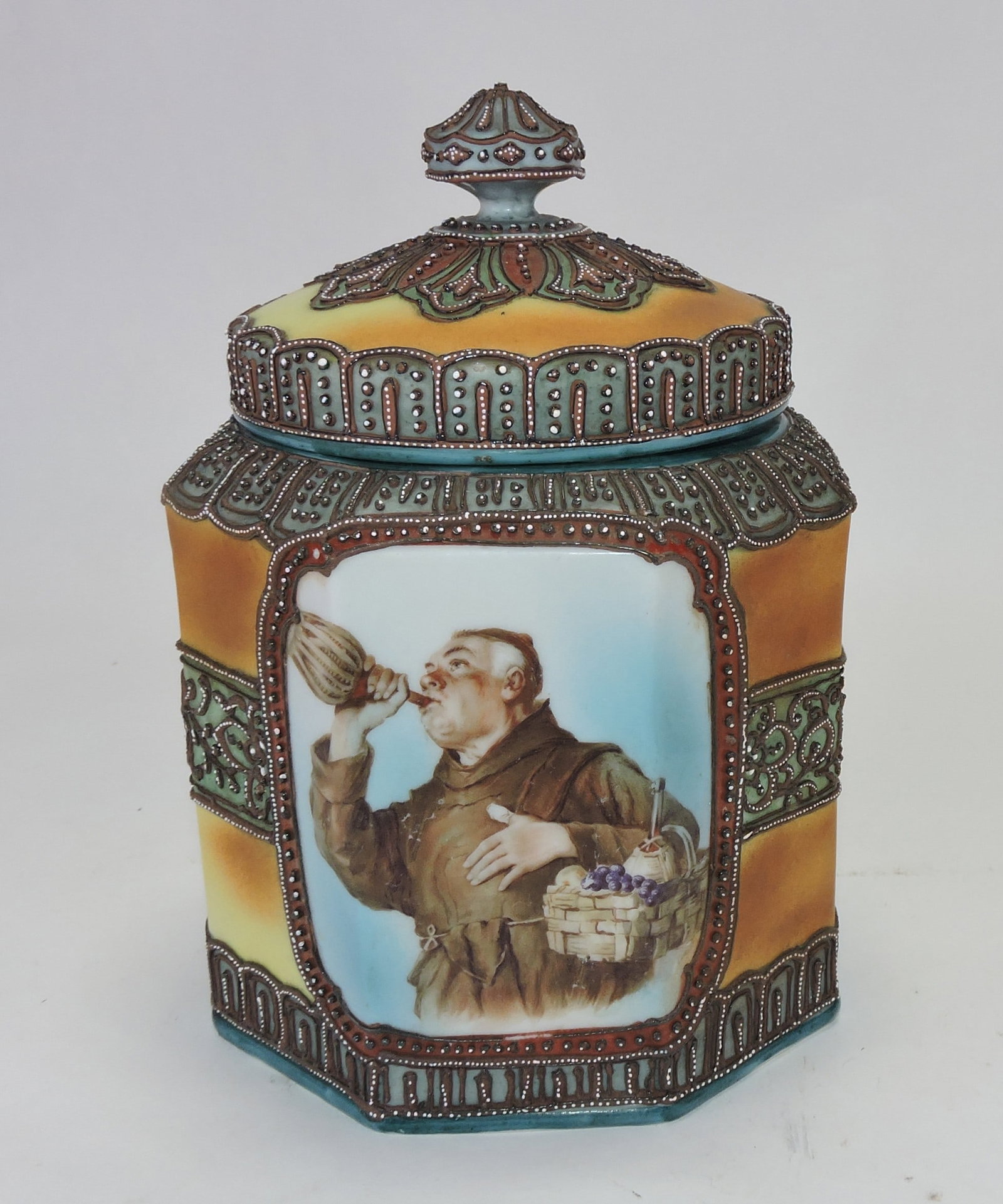 Nippon porcelain humidor with monk (1 of 1)