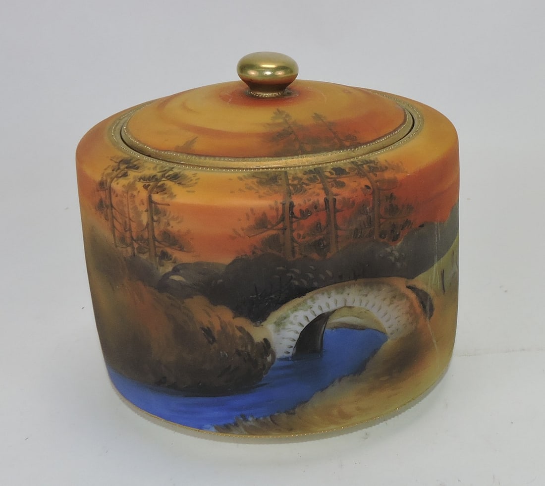 Nippon porcelain humidor with stream (1 of 1)