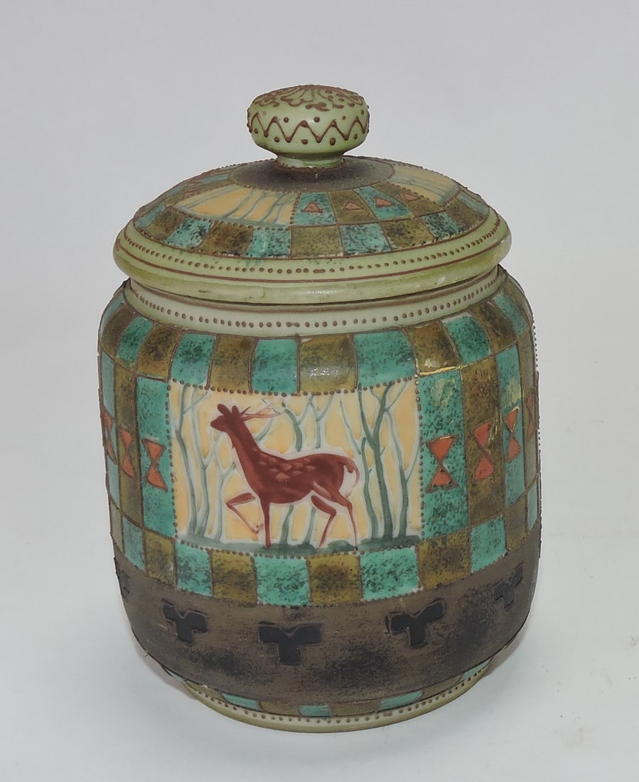 Nippon porcelain humidor with deer (1 of 1)