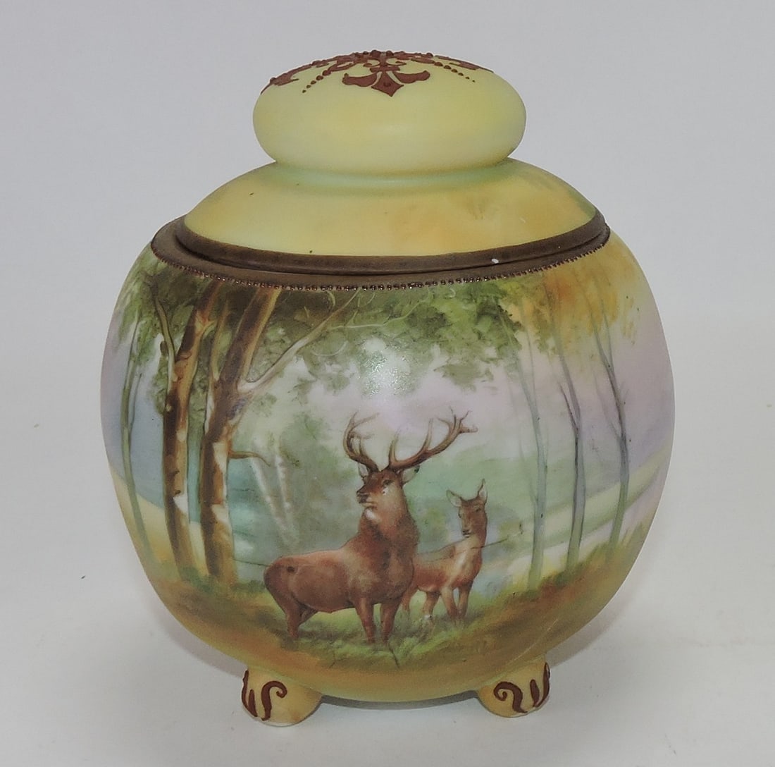 Nippon porcelain humidor with stag (1 of 1)