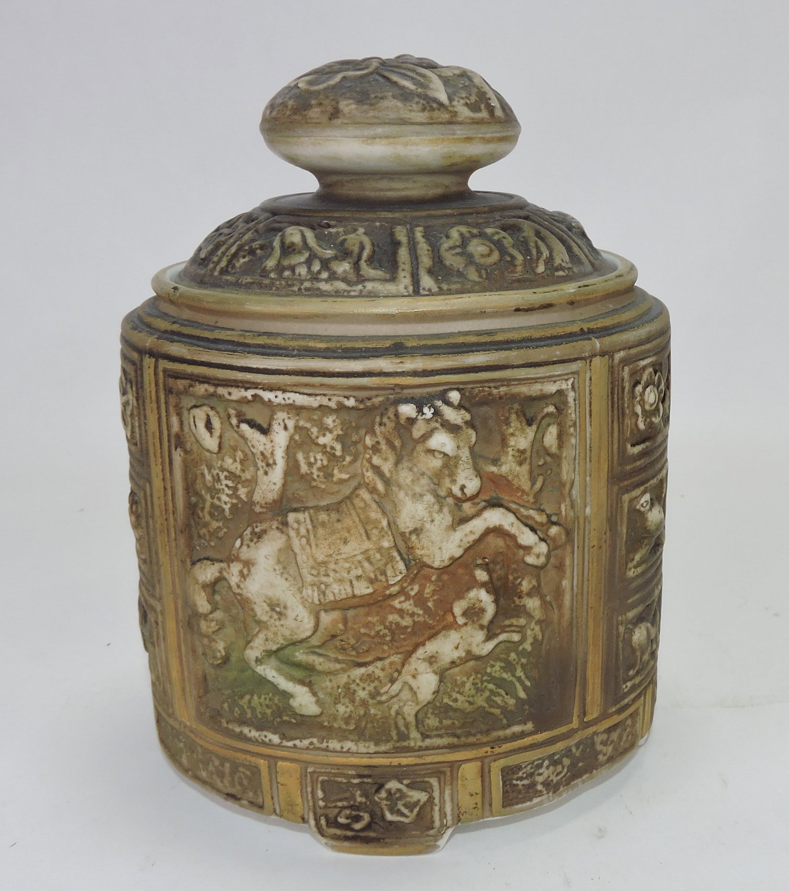 Nippon porcelain humidor with horse, (1 of 1)