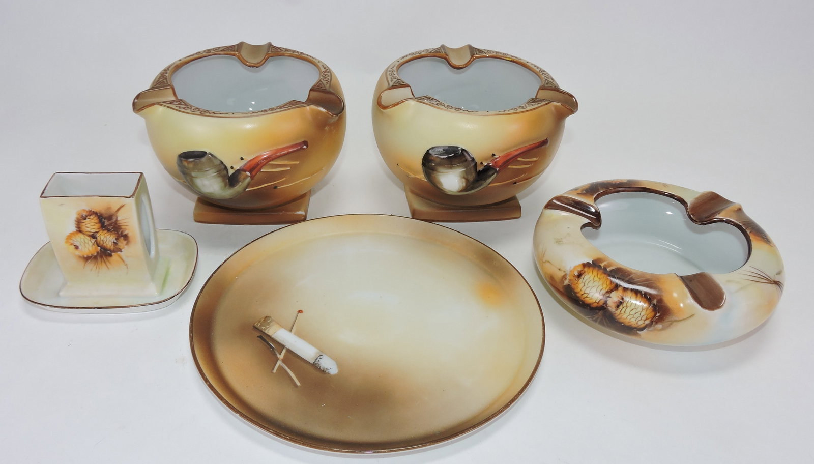 Nippon porcelain lot of 5 smoking (1 of 1)