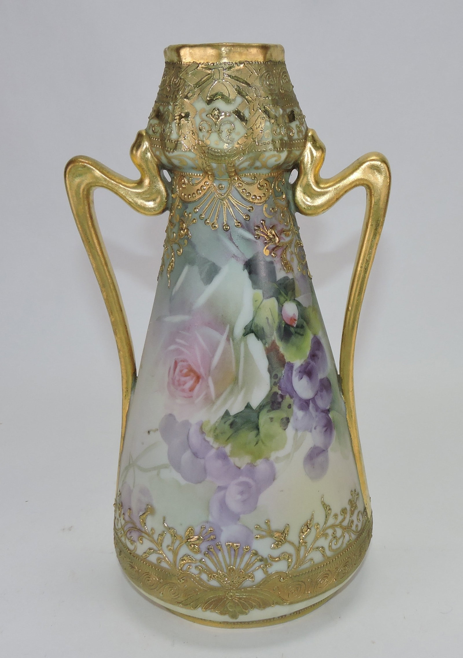 Nippon porcelain two handled 11" vase (1 of 2)