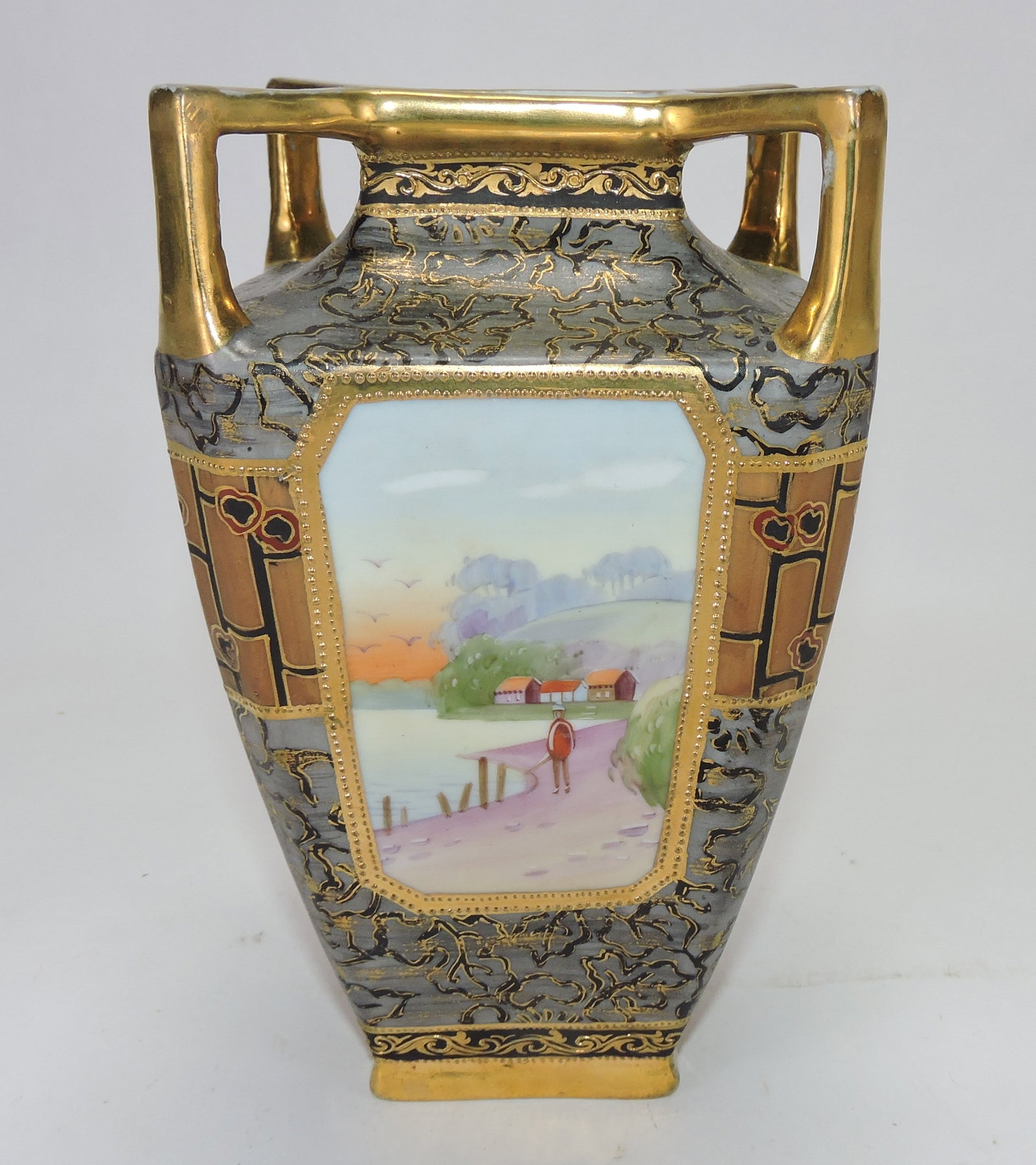 Nippon porcelain 8" vase, (1 of 2)