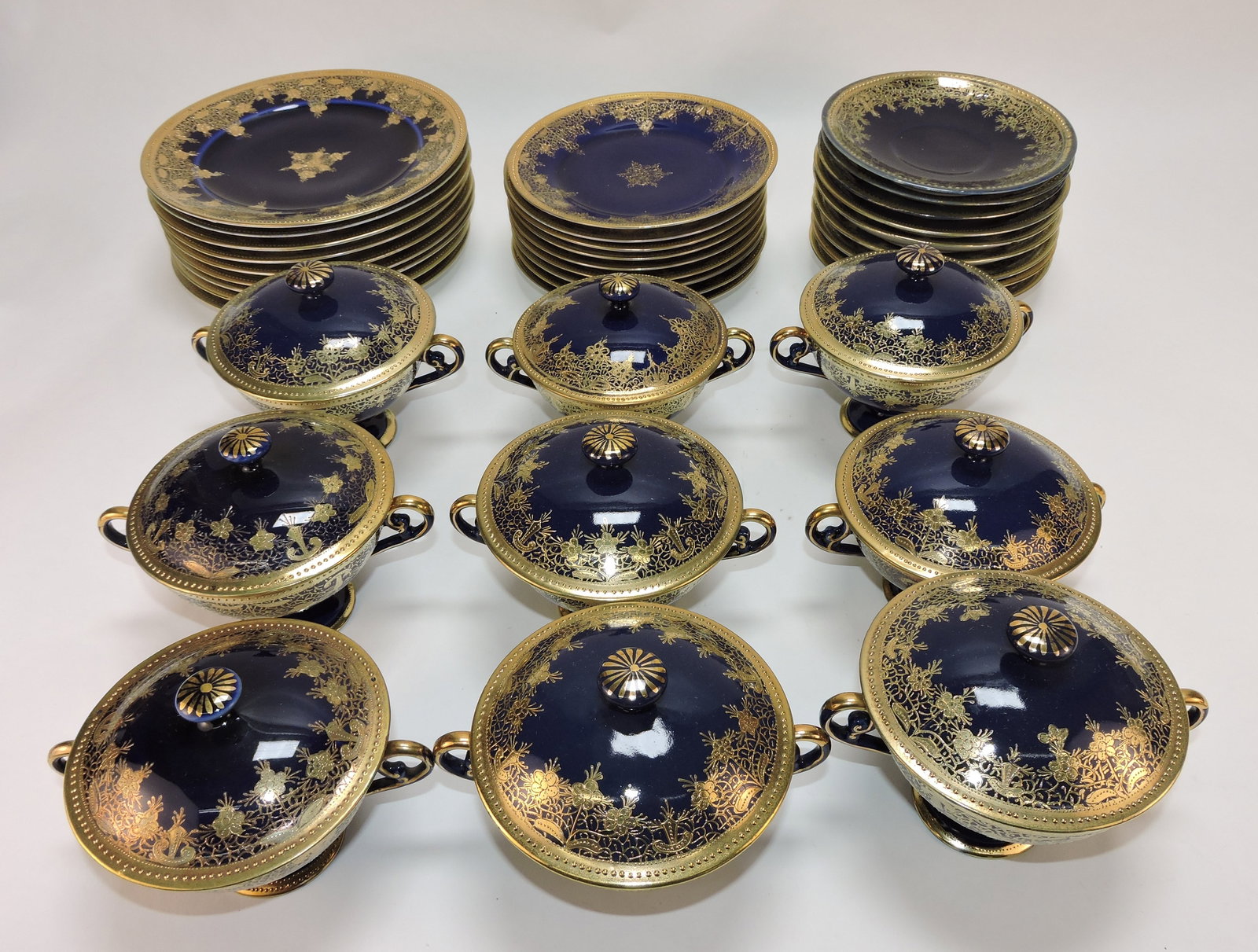 Nippon cobalt and gold luncheon set, (1 of 1)