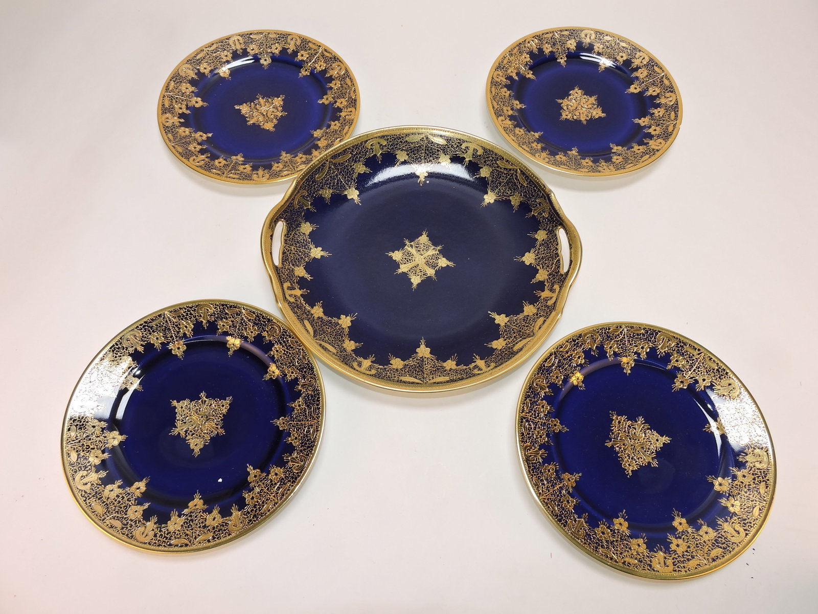Nippon cobalt and gold 5 pc dessert set (1 of 1)