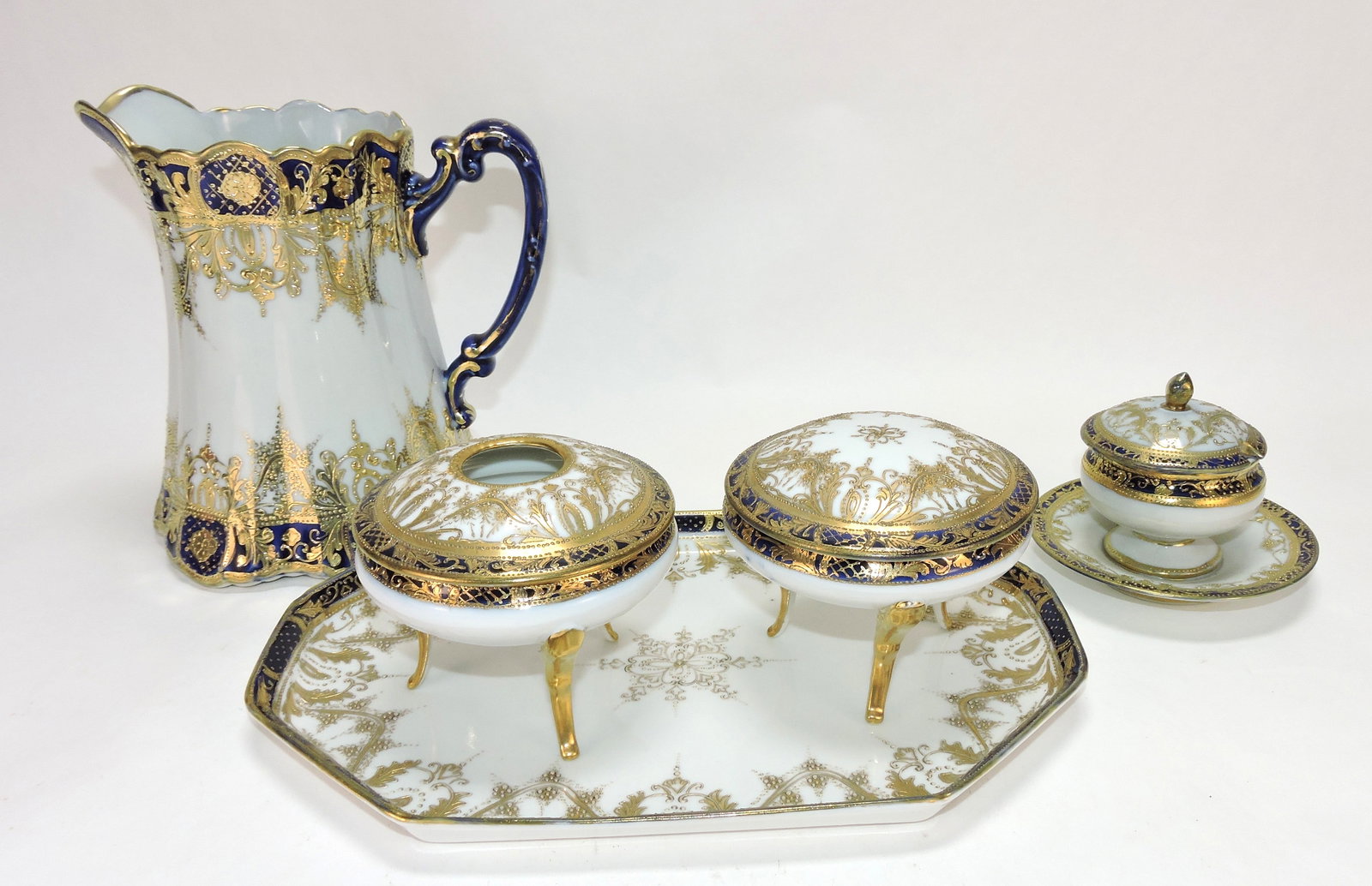 Nippon cobalt and gold pitcher, (1 of 1)