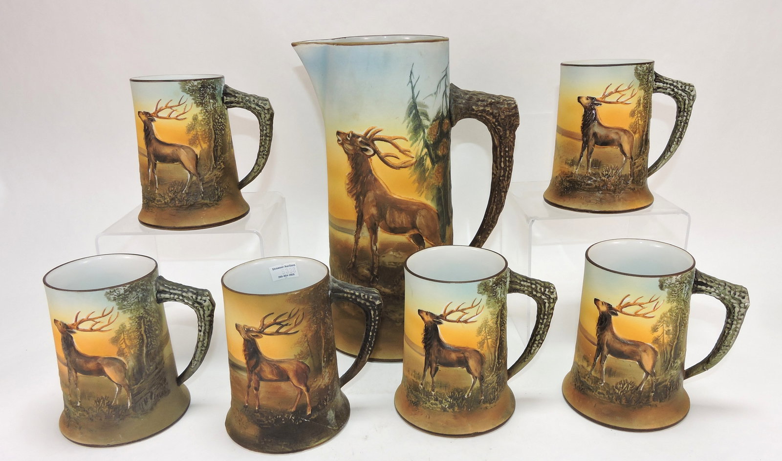 Nippon relief molded tankard with elk, (1 of 1)