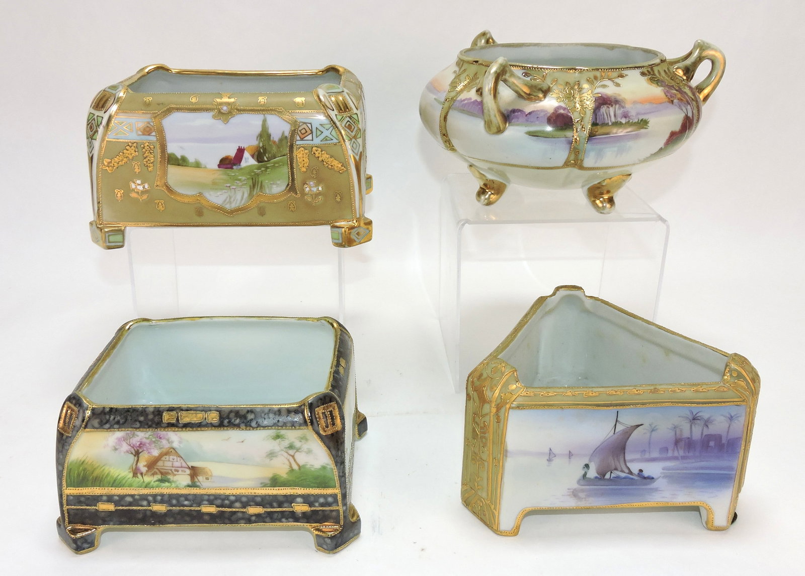 Nippon lot of 4 ferneries.: The Dwight & Helen Wilmoth Collection