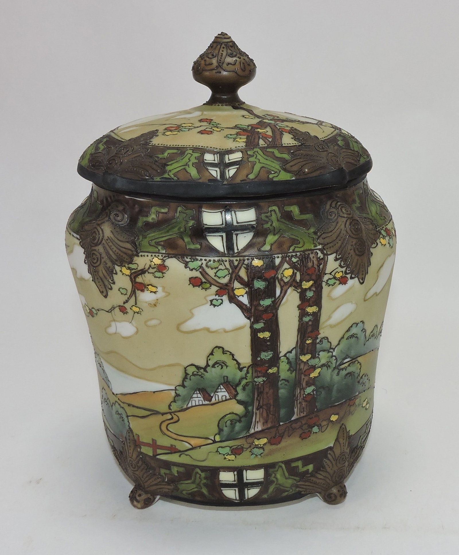 Nippon Woodland biscuit jar, 8". (1 of 1)