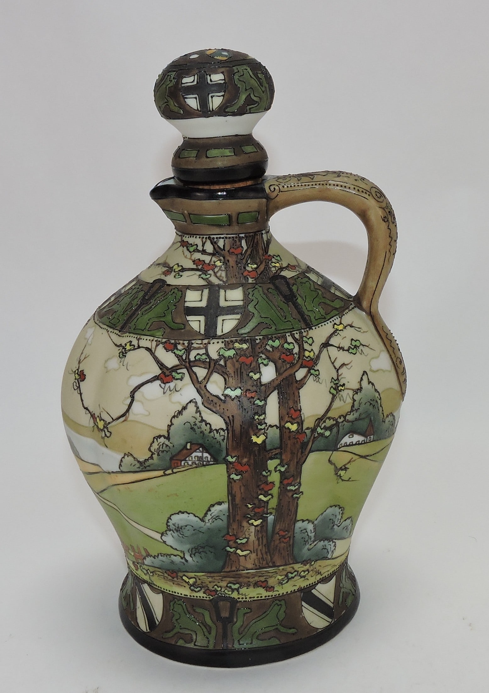 Nippon Woodland wine jug, 9 1/2".: The Dwight & Helen Wilmoth Collection