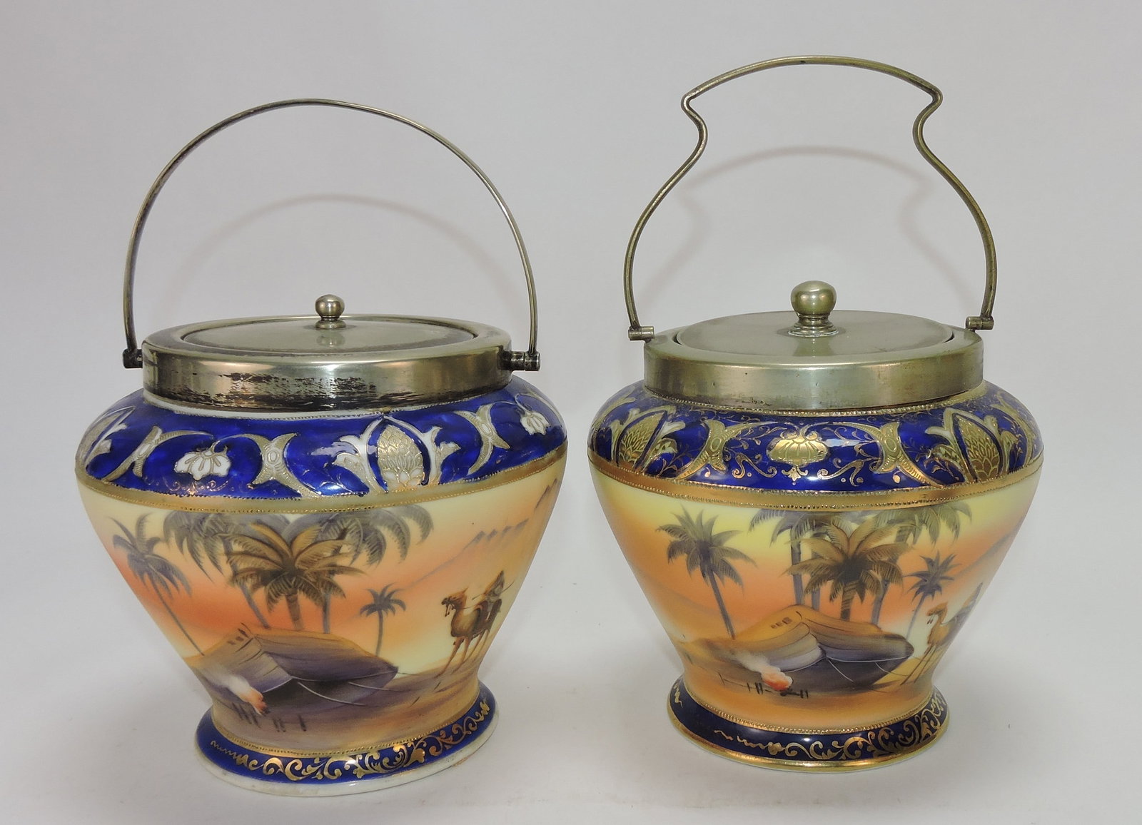 Noritake Egyptian lot of 2 biscuit jars, 6". (1 of 1)