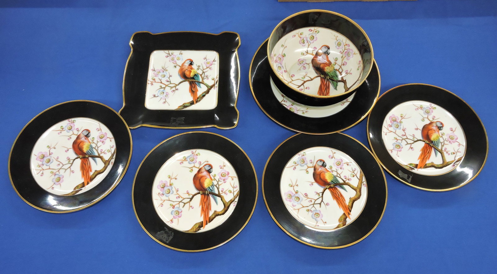 Noritake dessert set with exotic bird, (1 of 1)