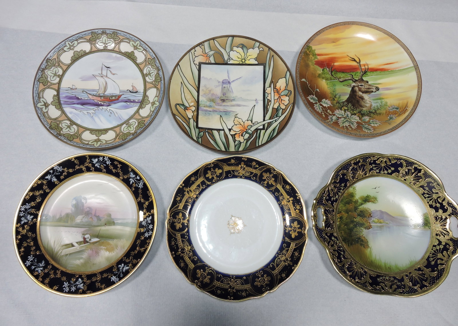 Nippon lot of 6 plates, 10".: The Dwight & Helen Wilmoth Collection