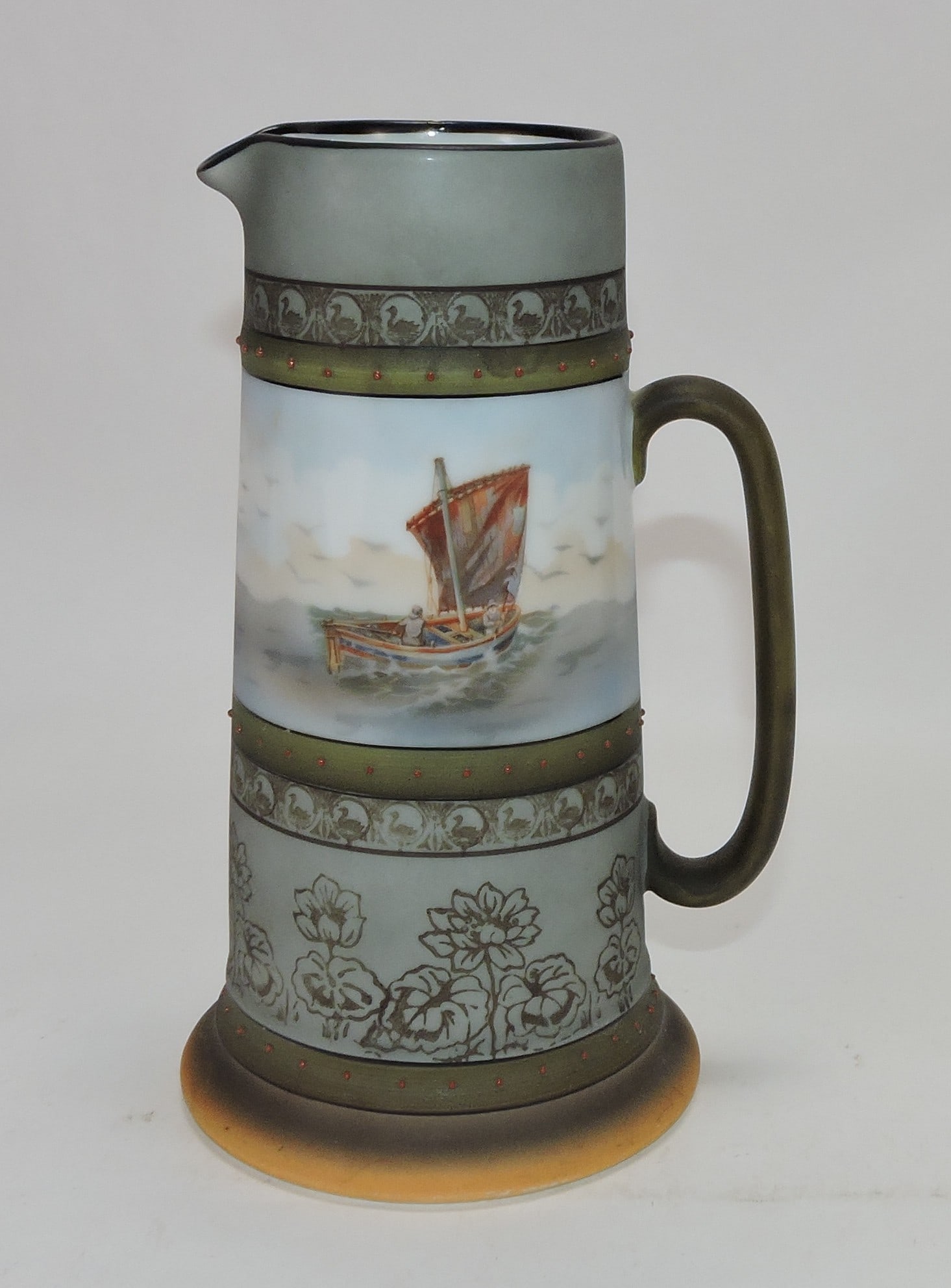 Royal Bayreuth 8" tankard with sailboat. (1 of 1)