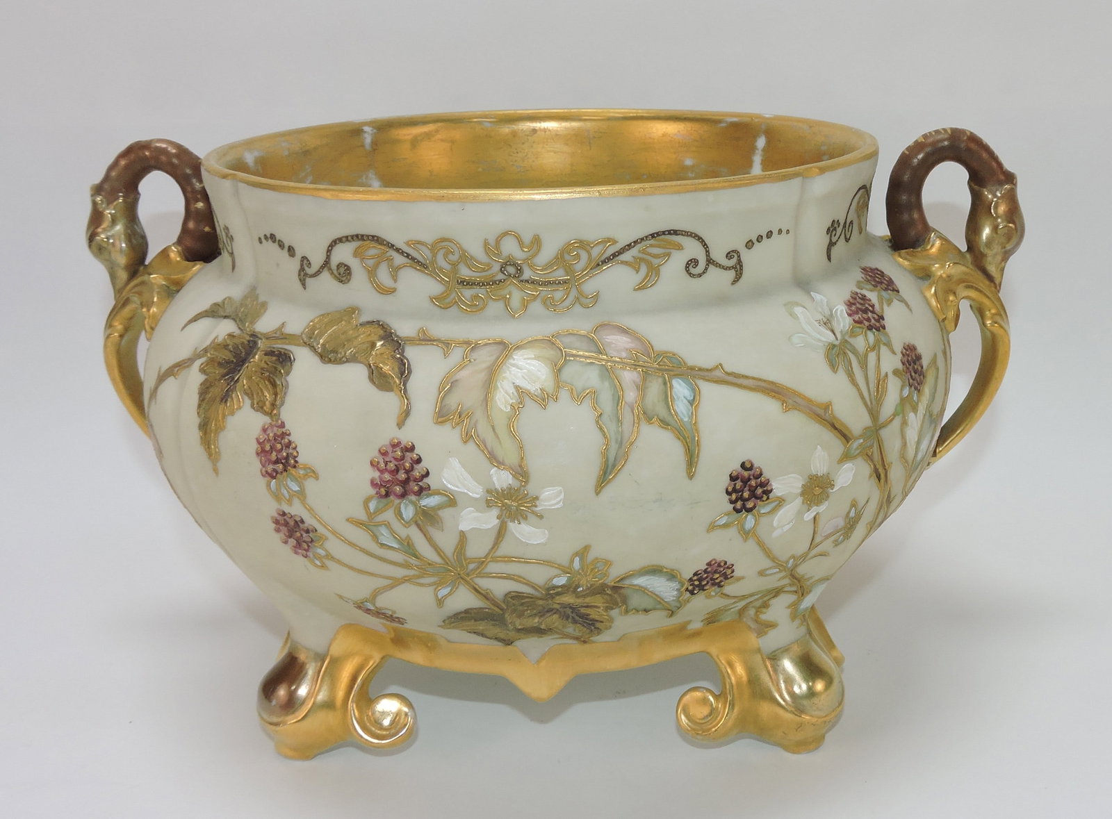 Porcelain fernery with serpent handles, (1 of 3)