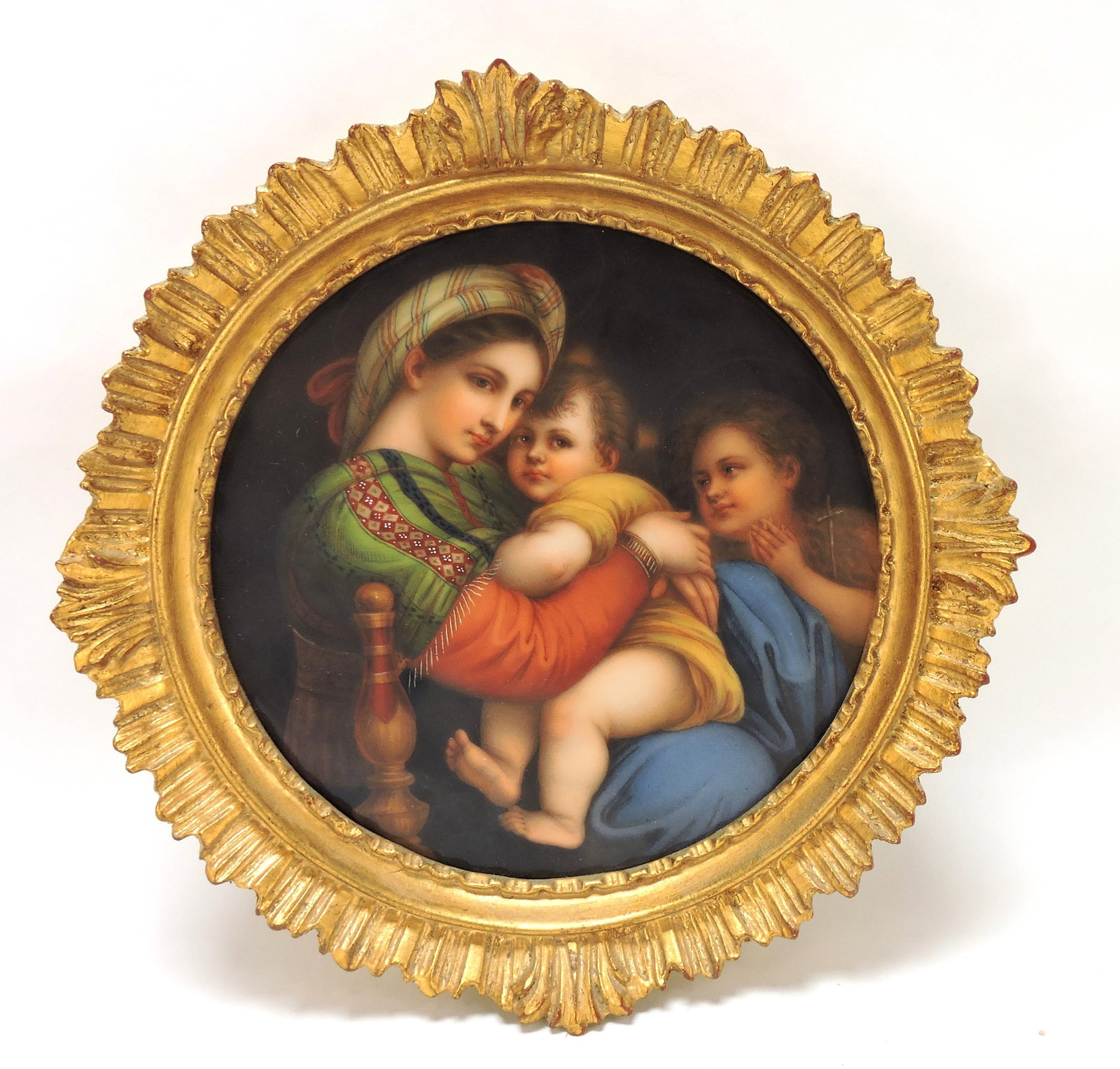 Porcelain round plaque of mother with (1 of 1)