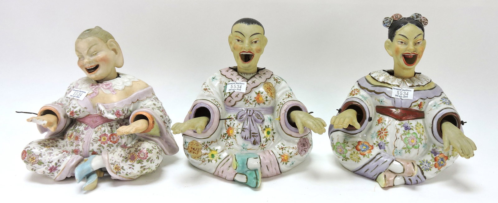 Porcelain lot of 3 Japanese nodders, (1 of 1)