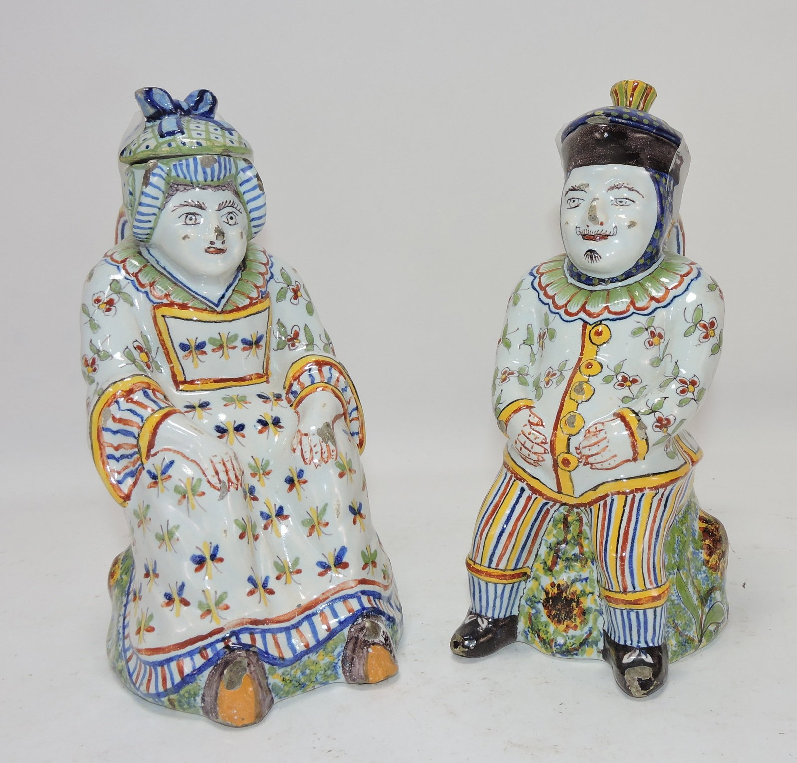 Faience pair of figural jugs, 7 1/2": .