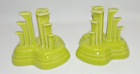 Fiesta Post 86 pair pyramid candle holders,