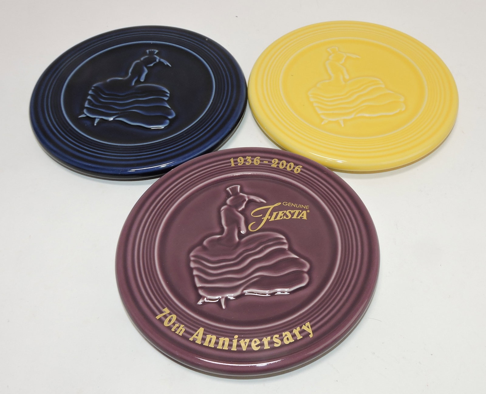 Fiesta Post 86 lot of 3 dancing girl trivets: .