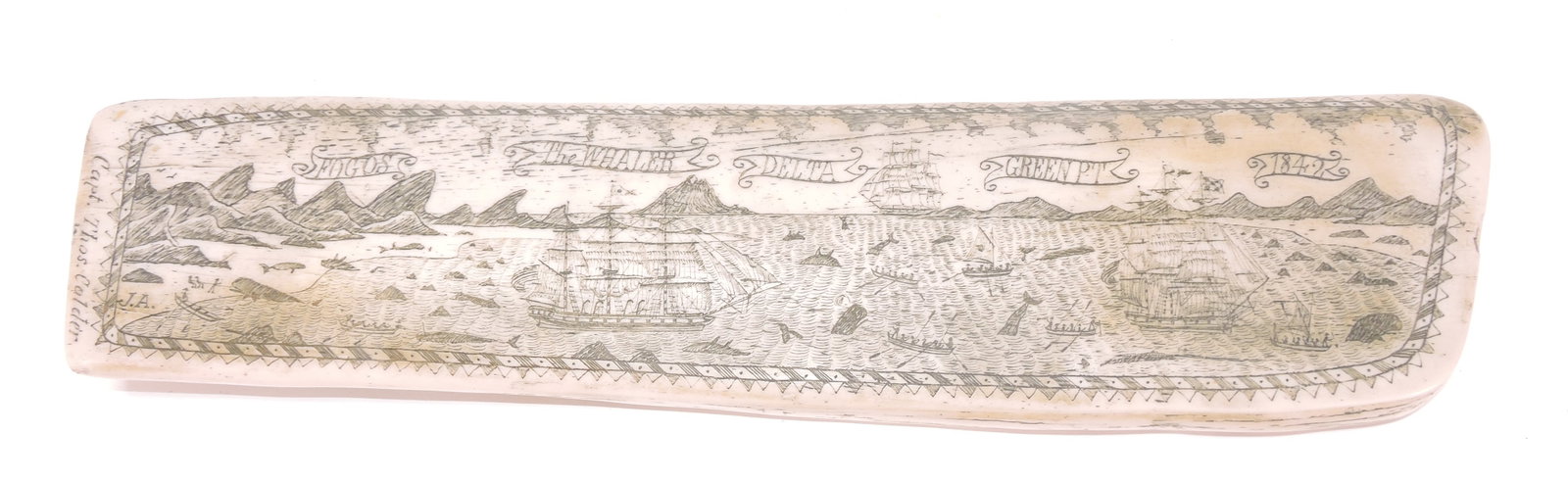 Contemporary scrimshaw whale bone (1 of 1)