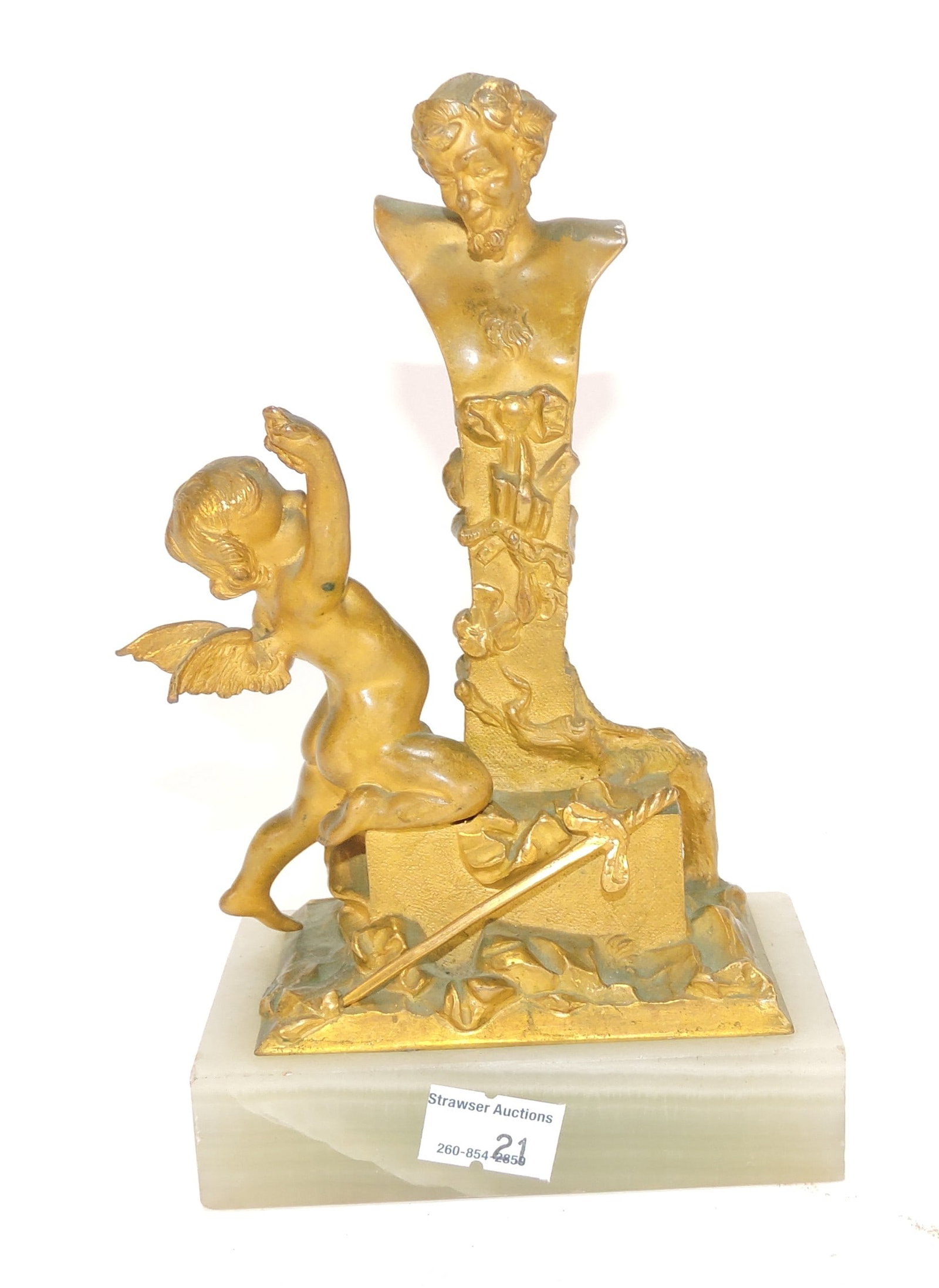 Bronze sculpture of a cherub and (1 of 1)