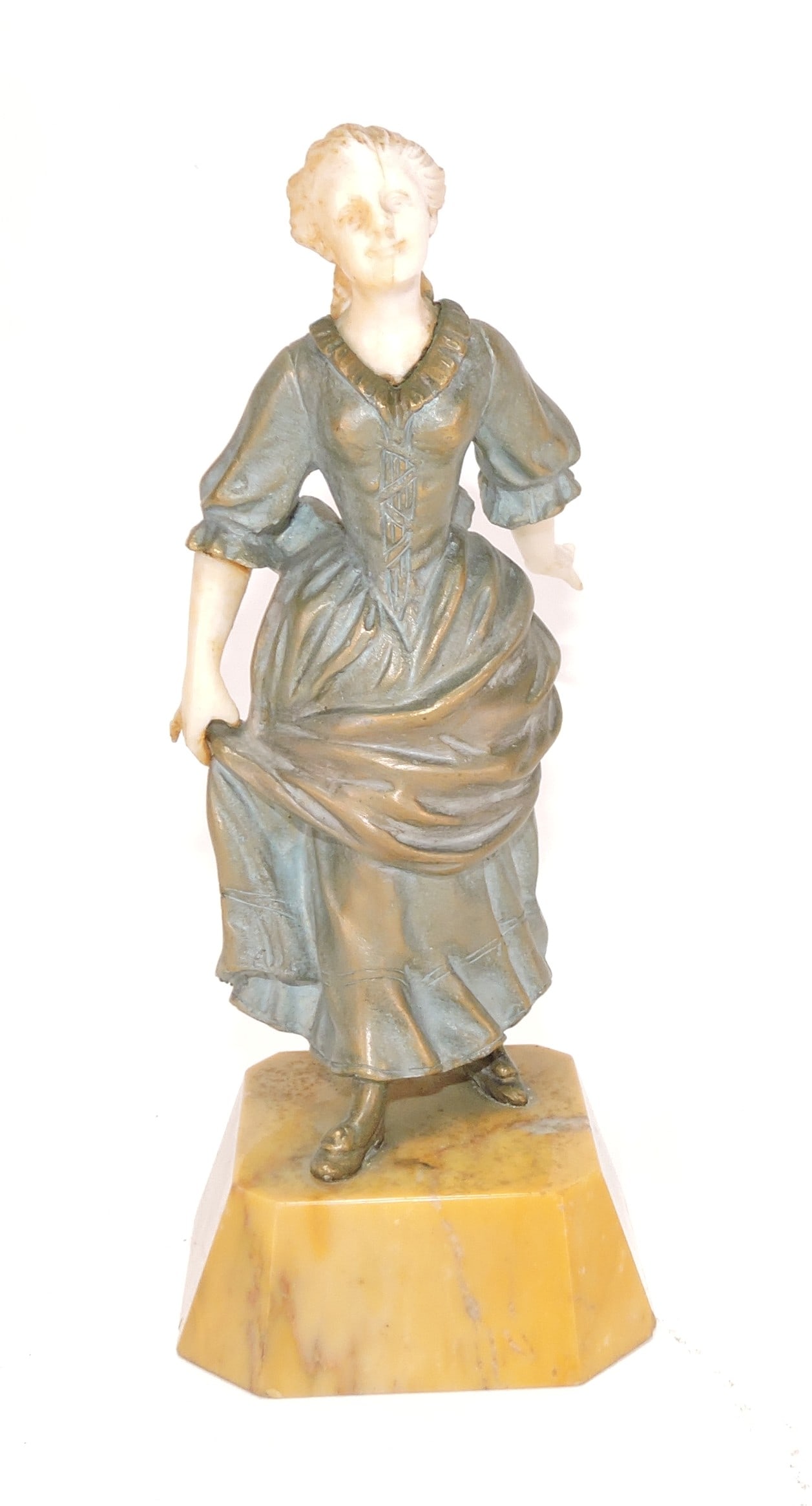 French bronze figure of a lady, loss of: one finger, 7 1/2"