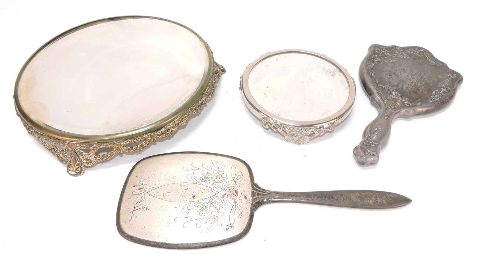 Lot of 2 mirrored plateaus (10" & 6") and (1 of 1)