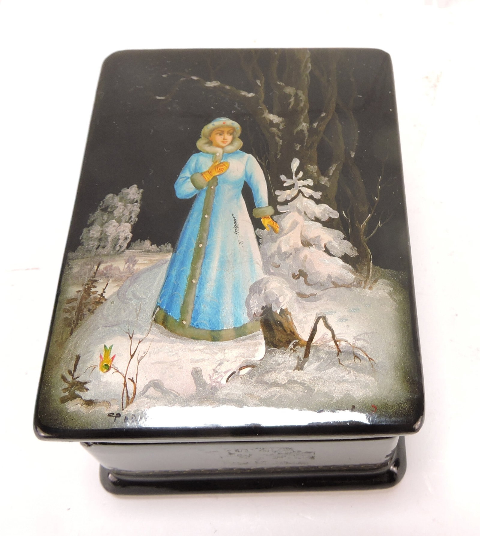 Russian black lacquer box with (1 of 3)