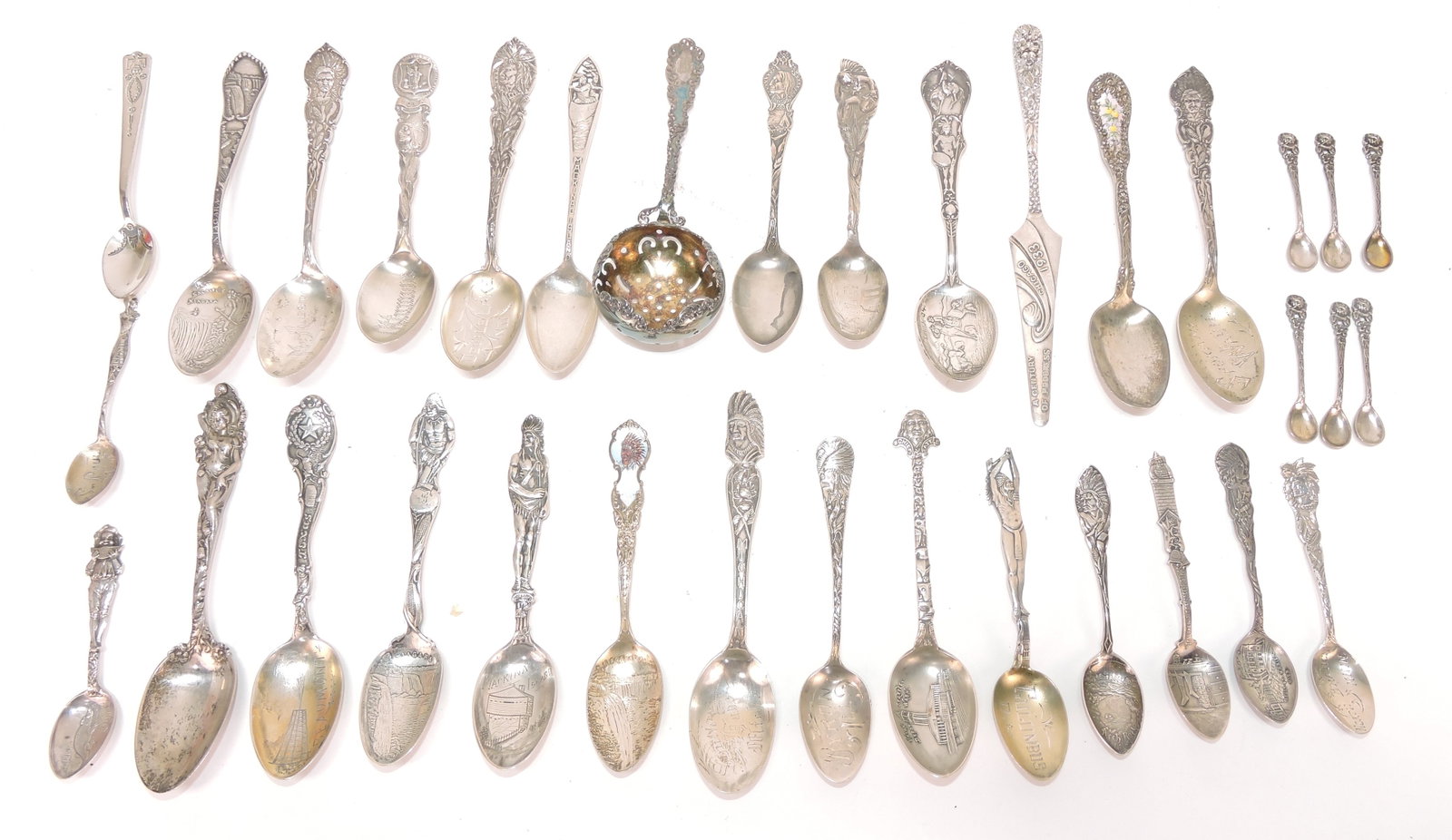 Lot of 28 sterling silver souvenir spoons (1 of 1)