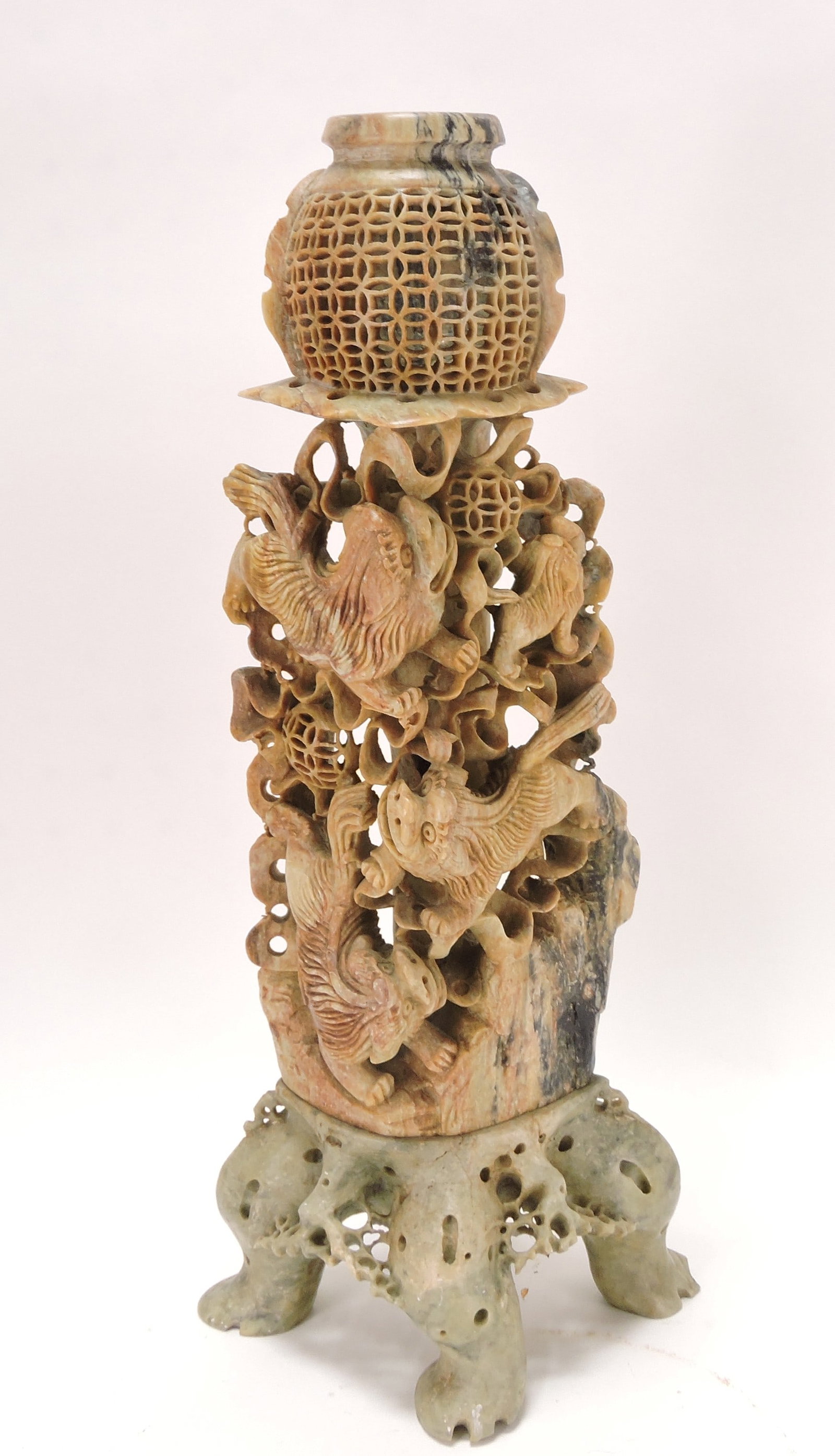 Carved soapstone 15 1/2" vase with (1 of 1)