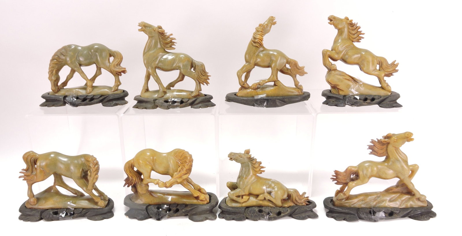 Carved soapstone set of 8 horses (1 of 1)
