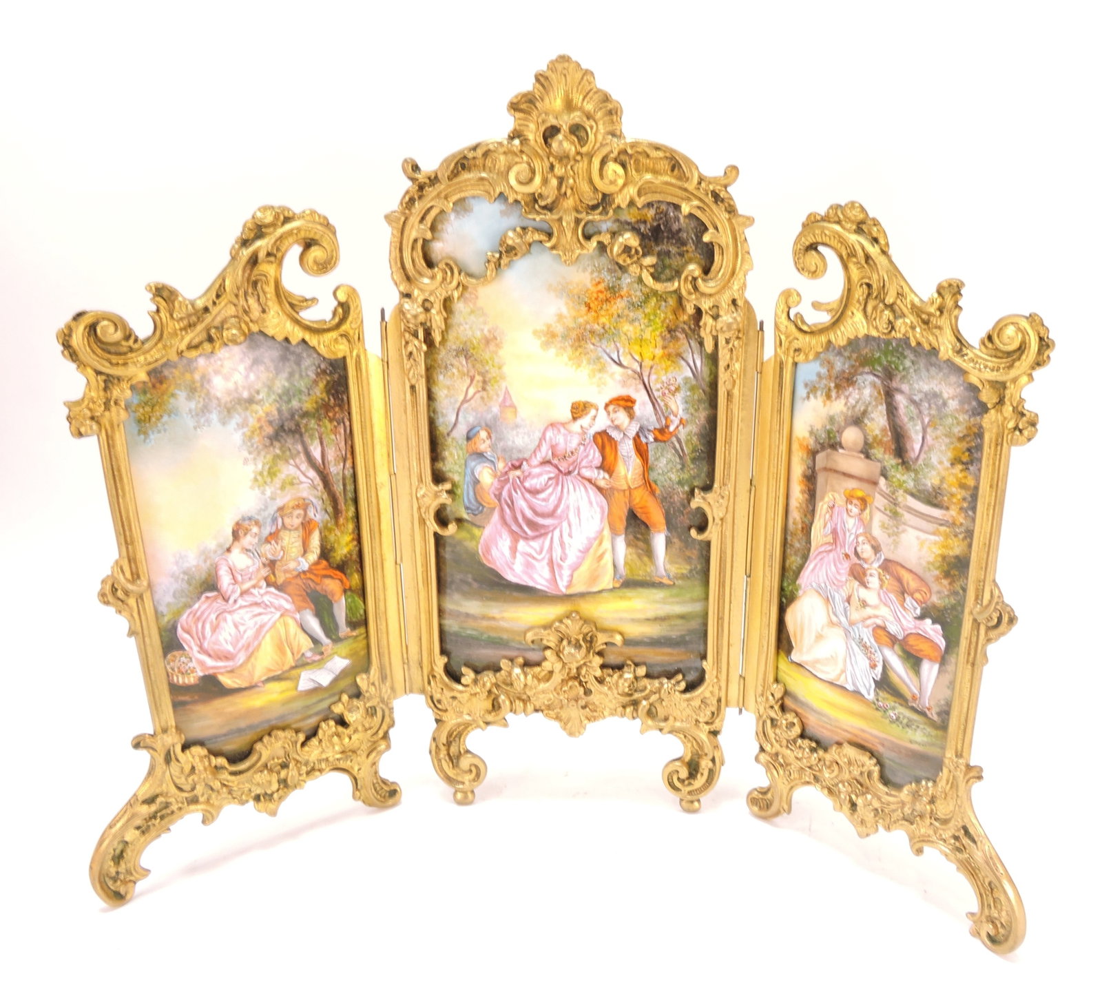 French hand painted 3 part divider, (1 of 2)