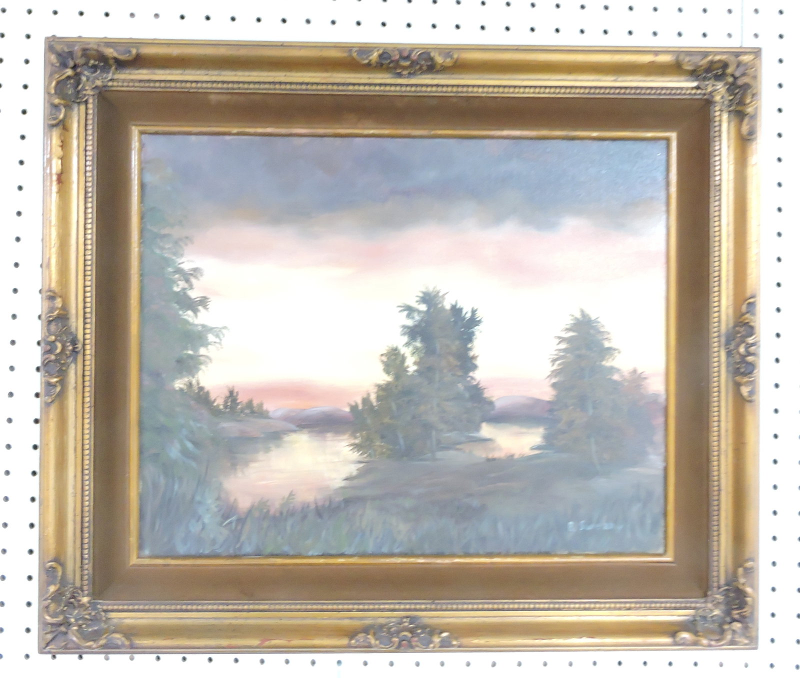 Oil on canvas of sunset signed B. (1 of 1)