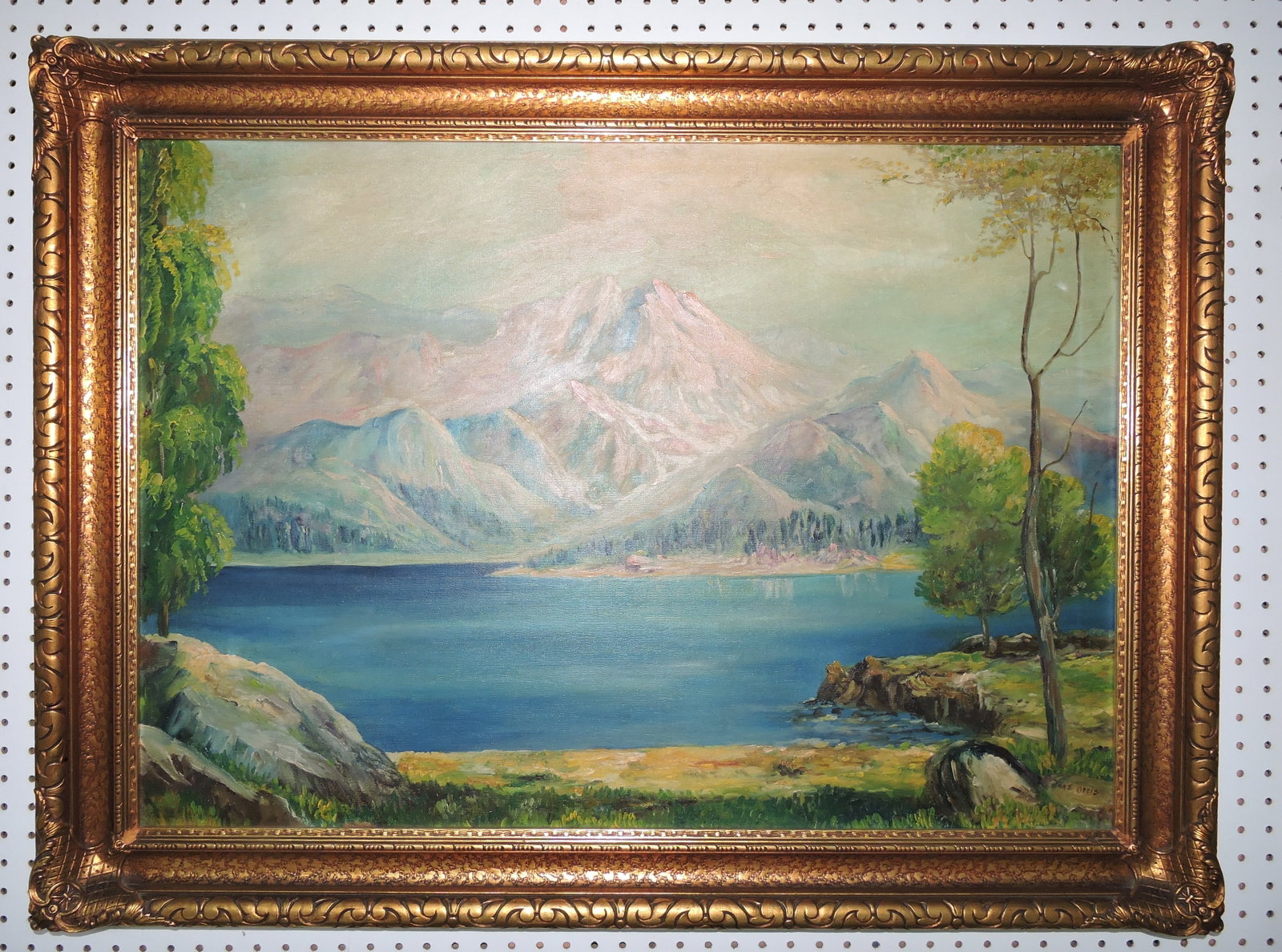 Oil on canvas of mountain landscape (1 of 2)