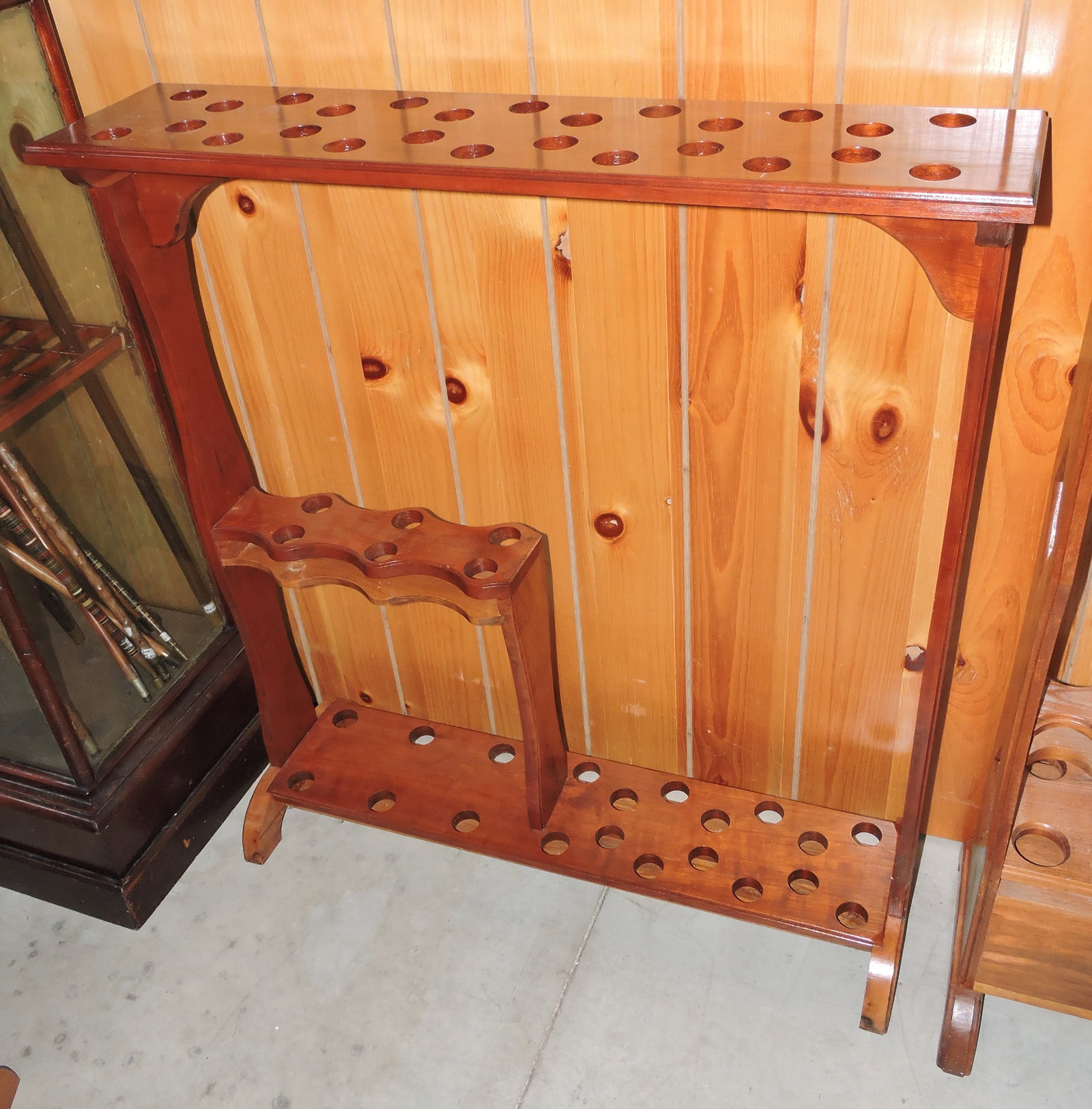 Walnut custom made cane display rack, (1 of 1)