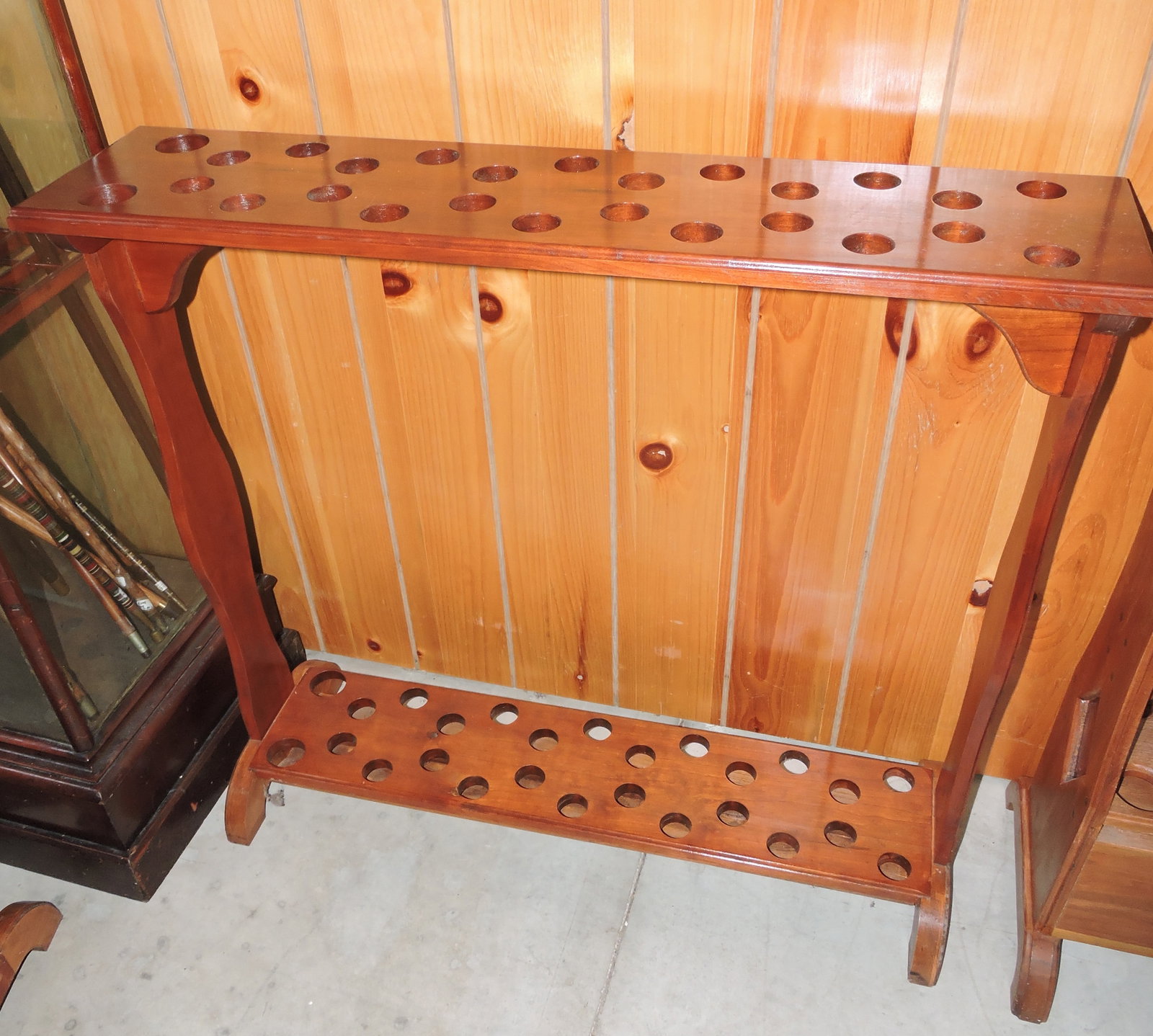 Walnut custom made cane display rack, (1 of 1)
