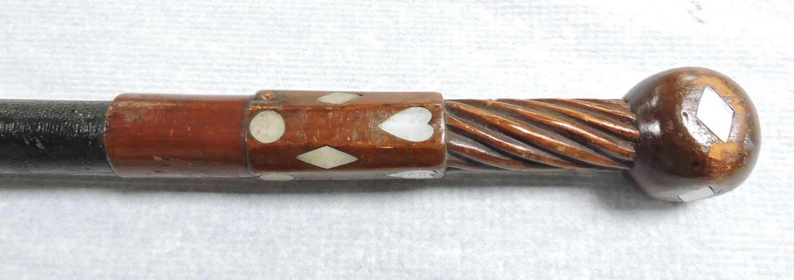 Walking stick/cane, with MOP diamonds, (1 of 2)
