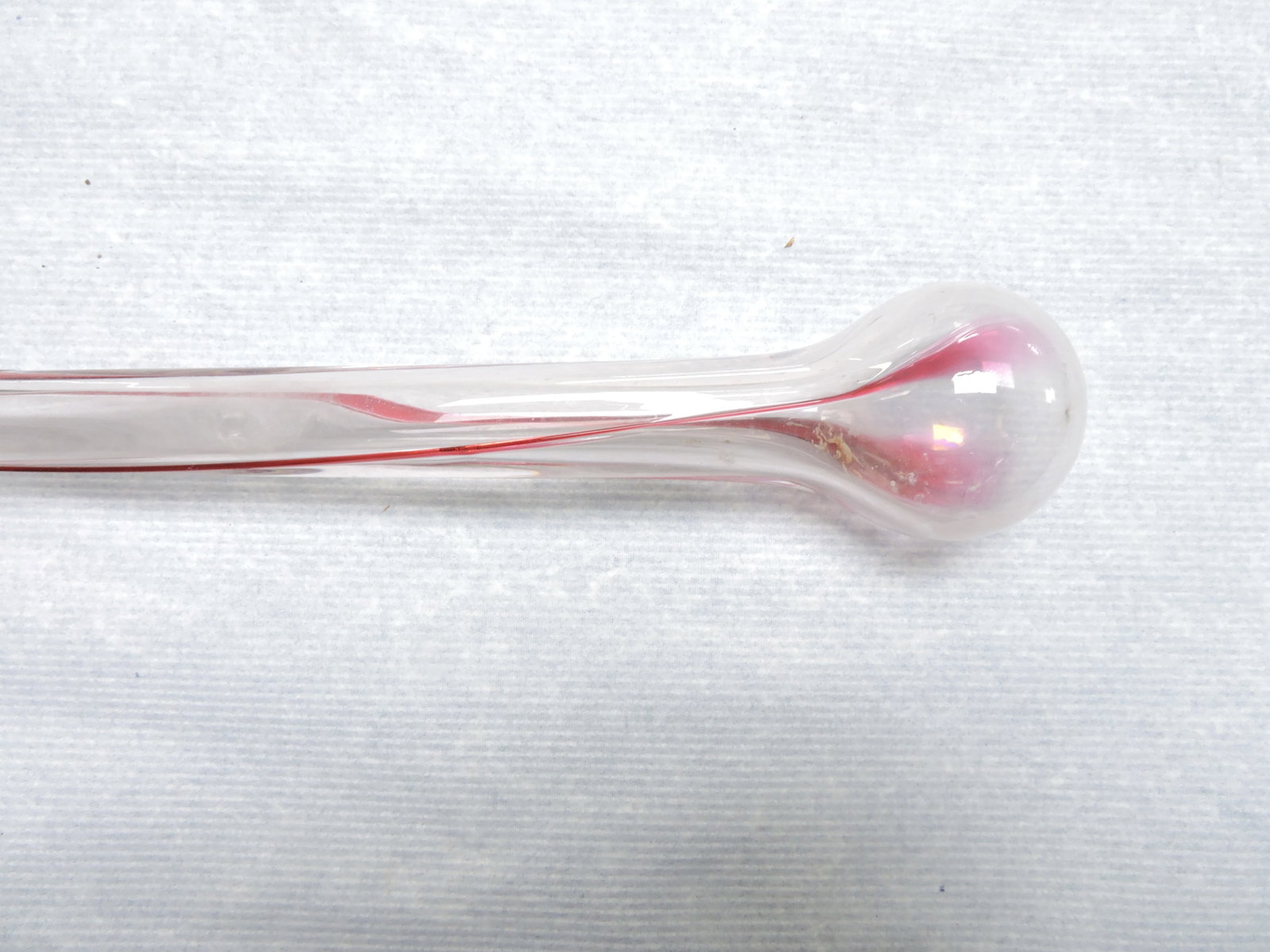 Glass parade cane, red/clear striped, 49": .