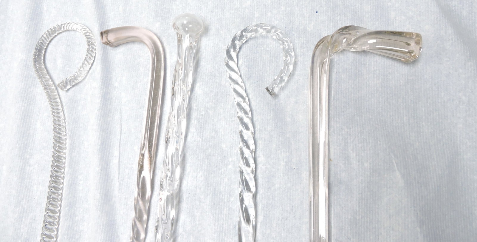 Lot of 5 glass canes, 30" to 45": .